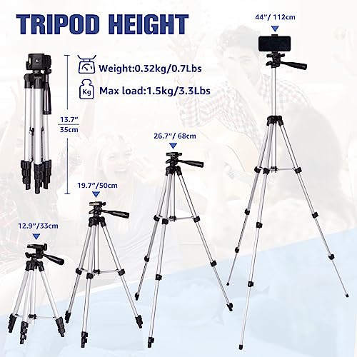 Lusweimi LSW-3110A Phone Tripod, Lusweimi 44-Inch Iphone Tripod With Phone Holder Mount/Wireless Remote For Cell Phone/Camera/Webcam/Gopro thumb #1