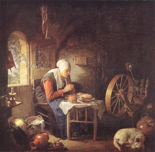 Affiche la prière du fileur de Gerrit Dou tableau mural animaux pour maison 60x90cm