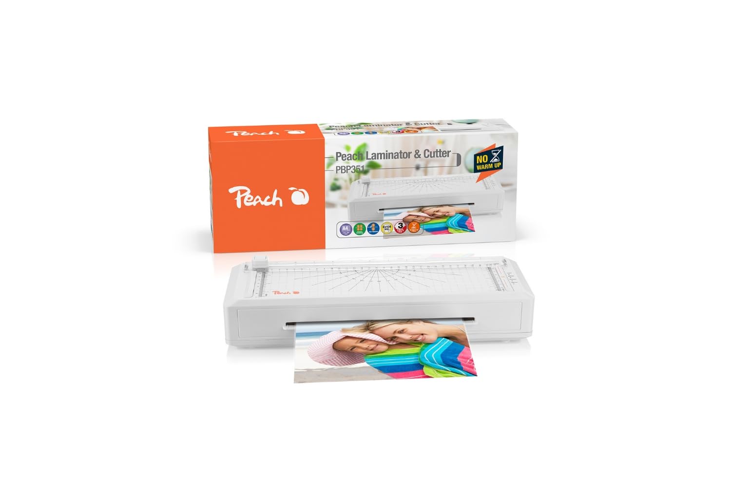 Peach EcoSprint PL760A - Plastificatrice A4, con 10 pellicole per plastificazione gratuite, tempo di riscaldamento 1/3 del tempo abituale, oltre 1 1/2 pellicole al minuto