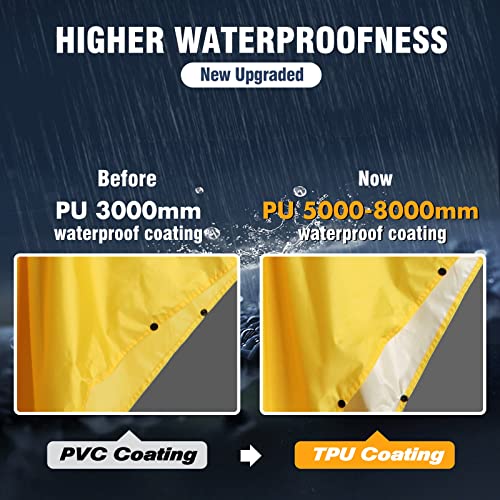 Anyoo Waterproof Rain Poncho Lightweight Reusable Hiking Rain Coat Jacket with Hood for Outdoor Activities,Yellow,One Size