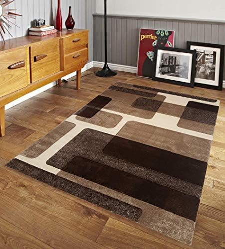 Renzo Collection Easy Clean Stain and Fade Resistant Luxury Black Area Rug for Bedroom Kitchen Dining Living Room, Modern Geometric Space Design with Jute Backing (Size 8โ x 10โ Feet)