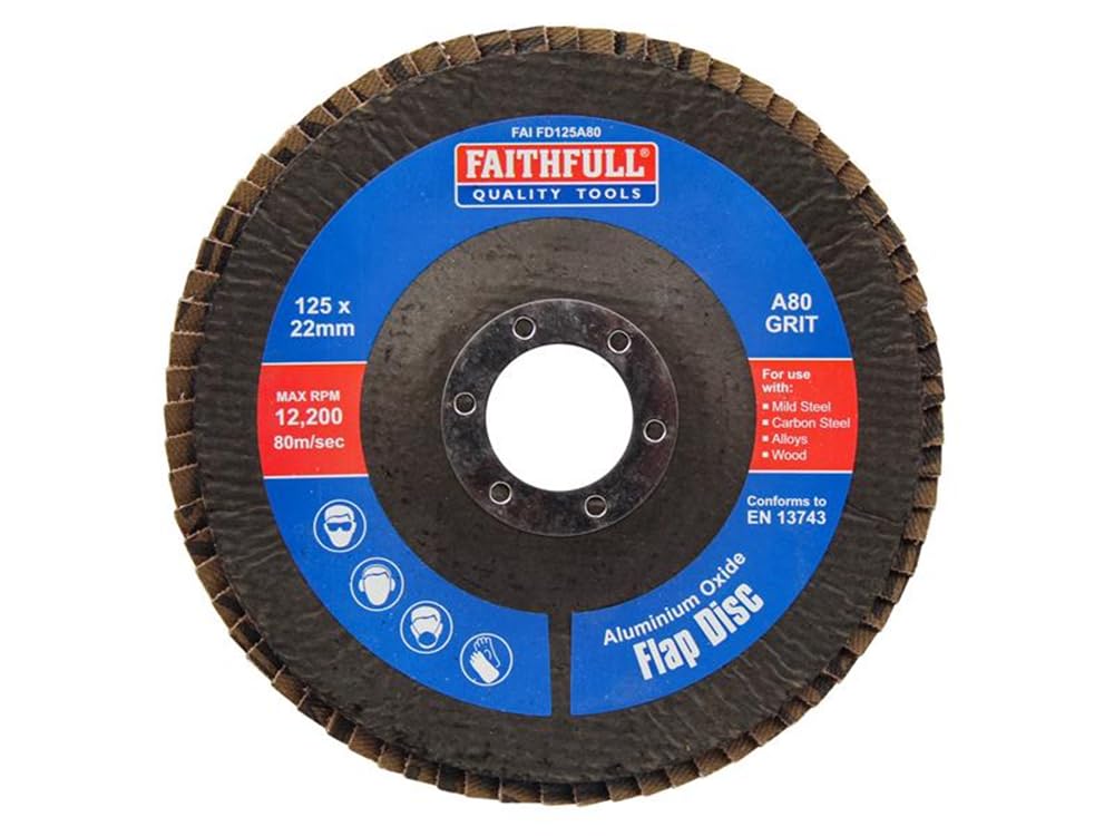 Faithfull Sanding Flap Disk Amuninium Oxide 80 Grit (Medium) 215mm (5") For Angle Grinders