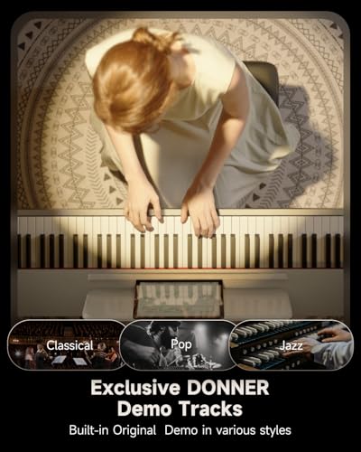 Miniatura 9 de Donner Oura S100 88 Teclado Piano Ponderado Con 3 Canciones Demo, 15 Tonos, Bluetooth Audio Midi, Piano Digital Para Casa Para Principiantes, Avanzados, Blanco