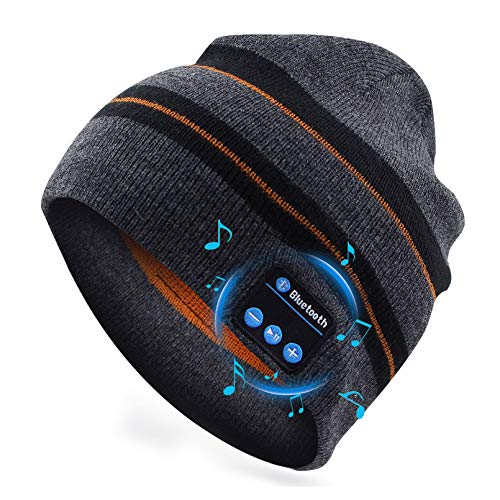 puersit Gorro con Bluetooth, Auriculares Lavables para el Tiempo Libre, Gorro de Punto, Adecuado para Deportes al Aire Libre, Navidad, cumpleaños