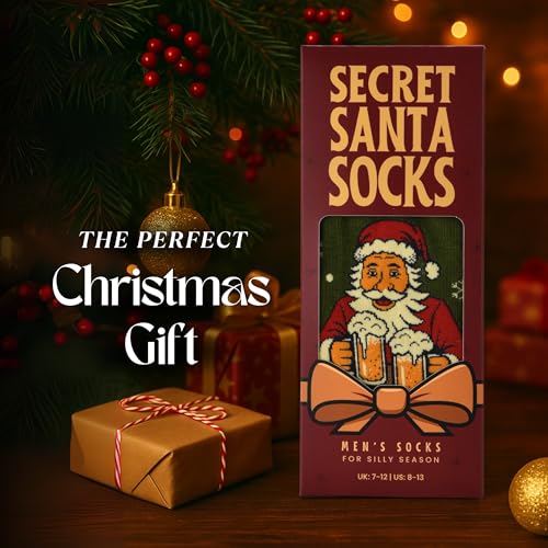 Secret Santa Socks - Funny Christmas Socks for Men - Size 7-12 - Funny Novelty Gift - Perfect Xmas Present - Men's Stocking Filler - Image 4