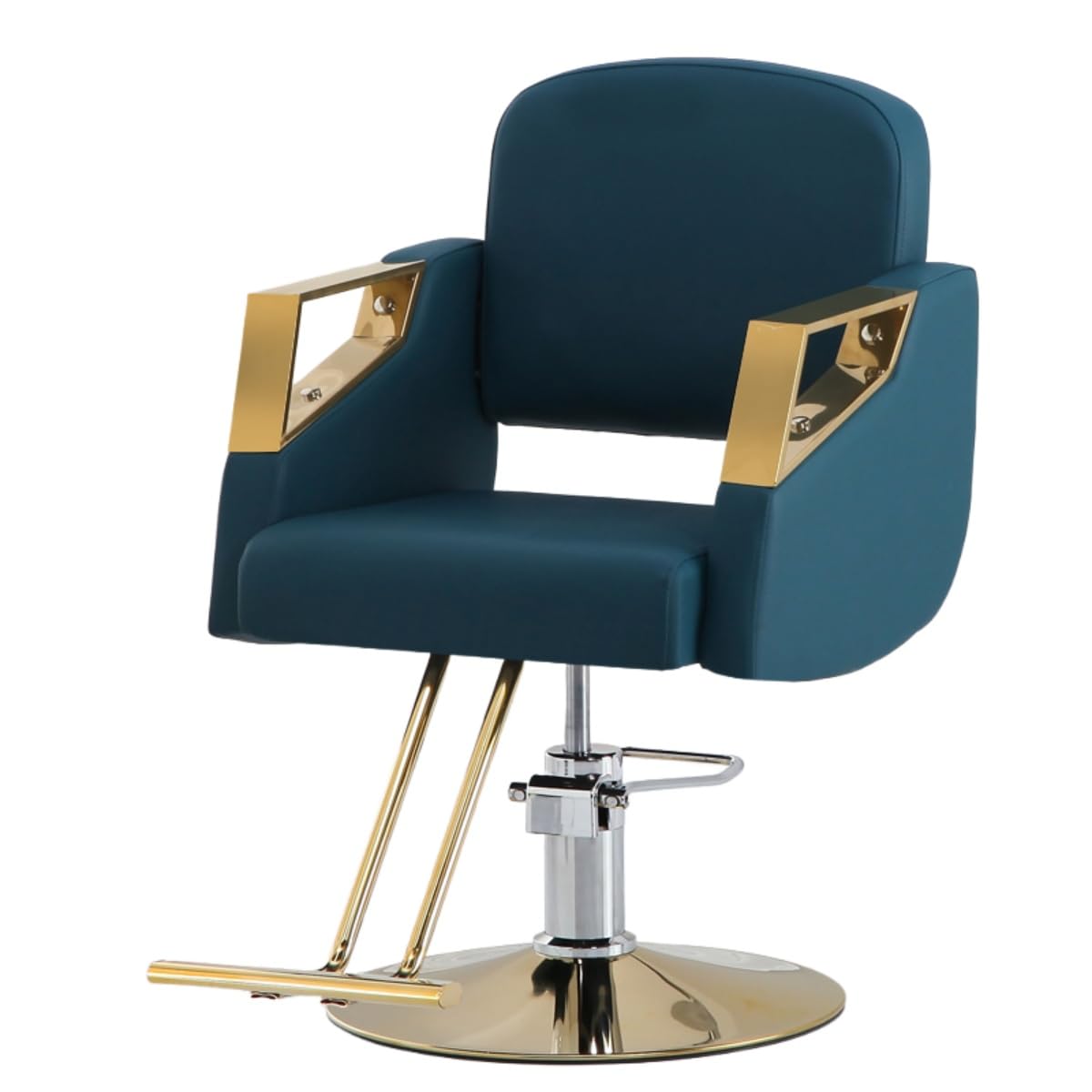 Sillón de peluquería para spas, Estructura Robusta, Asiento Extra Ancho, rotación de 360°, Altura Ajustable, Disco Redondo, Azul Oscuro.