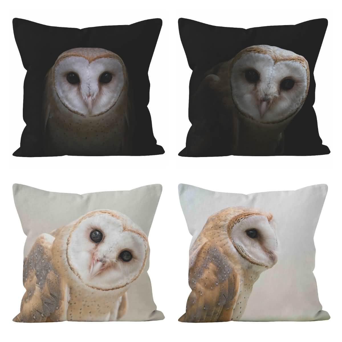 Housse de coussin moderne avec fermeture éclair invisible et motif imprimé fille hibou