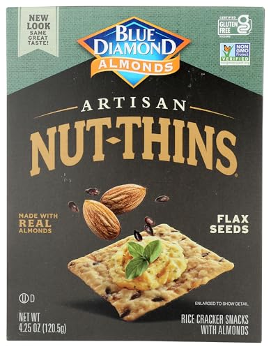 Image of Blue Diamond Almond Artisan Nut Thins Cracker Crisps, Flax Seeds, 4.25 Ounce