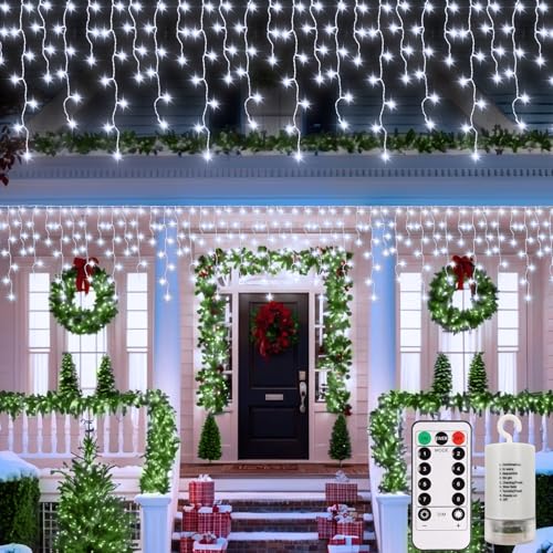 Rideau de guirlandes lumineuses pour fenêtre et façade de maison