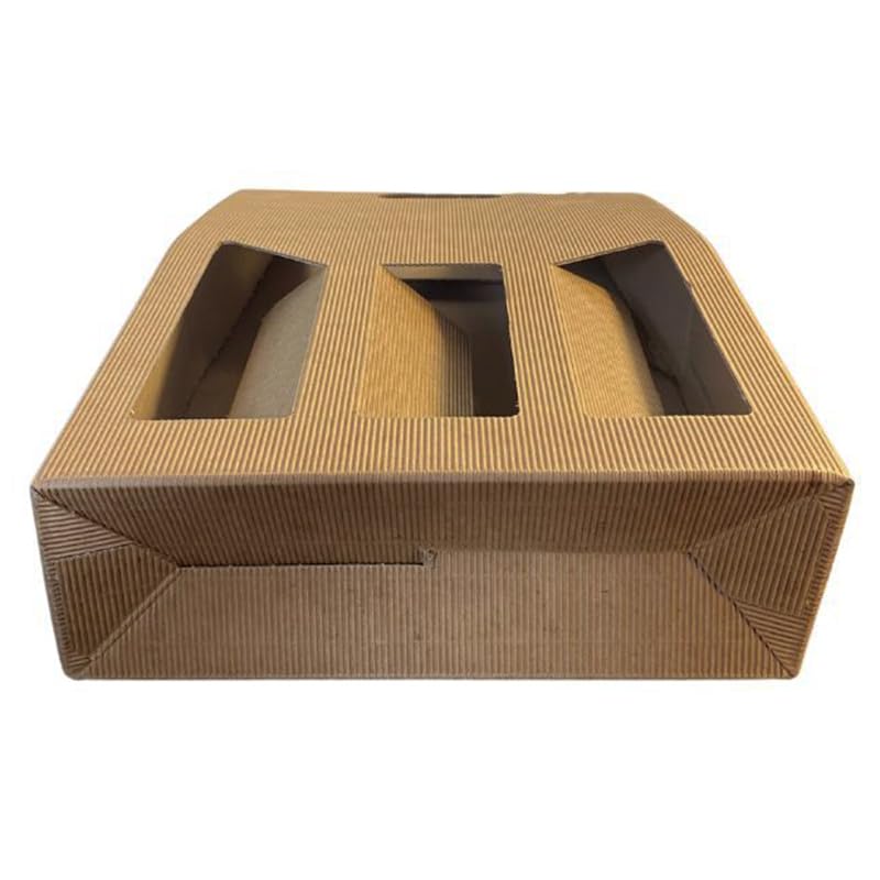 VIRSUS Scatola Portabottiglia Vini in Carta Avana per 3 BOTTIGLIE 4546, Misura 27x9x39 cm, Box Busta in cartone ondulato, per Bottiglie vino, Prosecco, Champagne, per Natale, Feste ed Eventi (20)