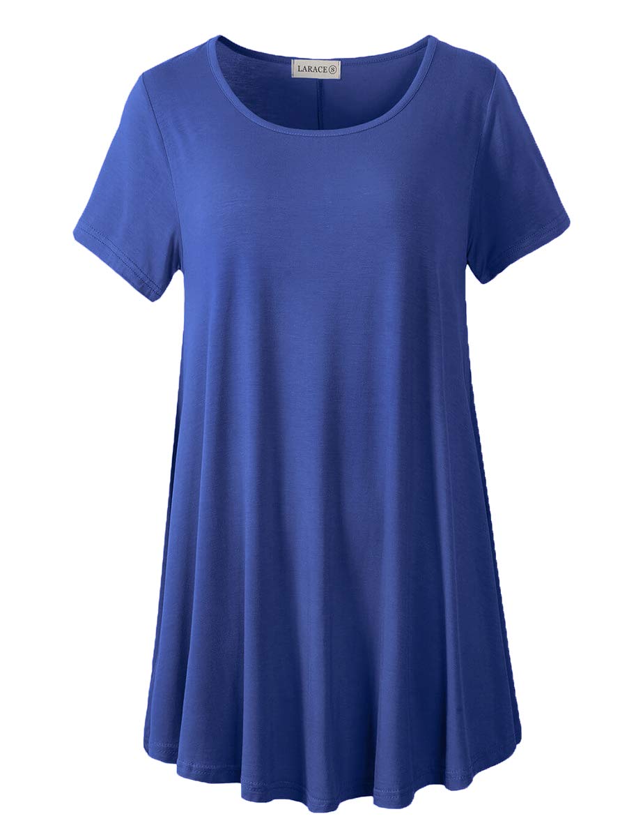 LARACE Plus Size Tops for Women Short Sleeve Shirts Casual Summer Clothes Round Neck Tunics for Leggings
