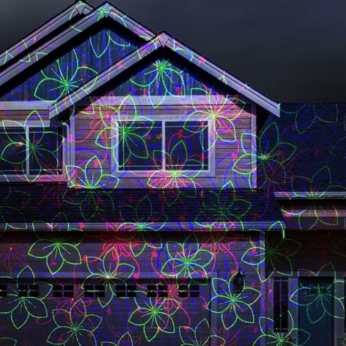 Image of Poeland Garden Lights Moving Laser Christmas Lights 20 Patterns Decorative Lighting Laser Projector for Home and Garden