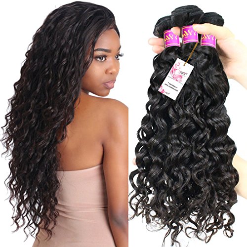 UNice 8A Grade Brazilian Water Wave 3 Bundles 100% Unprocessed Virgin Human Hair Weave (18 20 22, Natural Color)