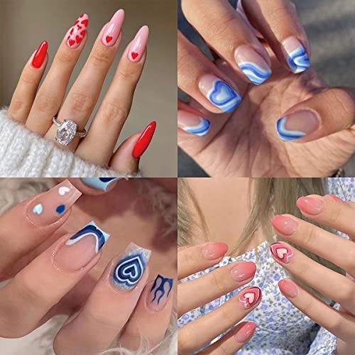 6 Sheets Heart Nail Art Stickers Gradient Heart Stickers Design 3D Self-Adhesive Nail Decals Valentine's Day Nail Stickers For Women Girls Acrylic Nails Decorations Diy Nail Art Supplies #TOP5