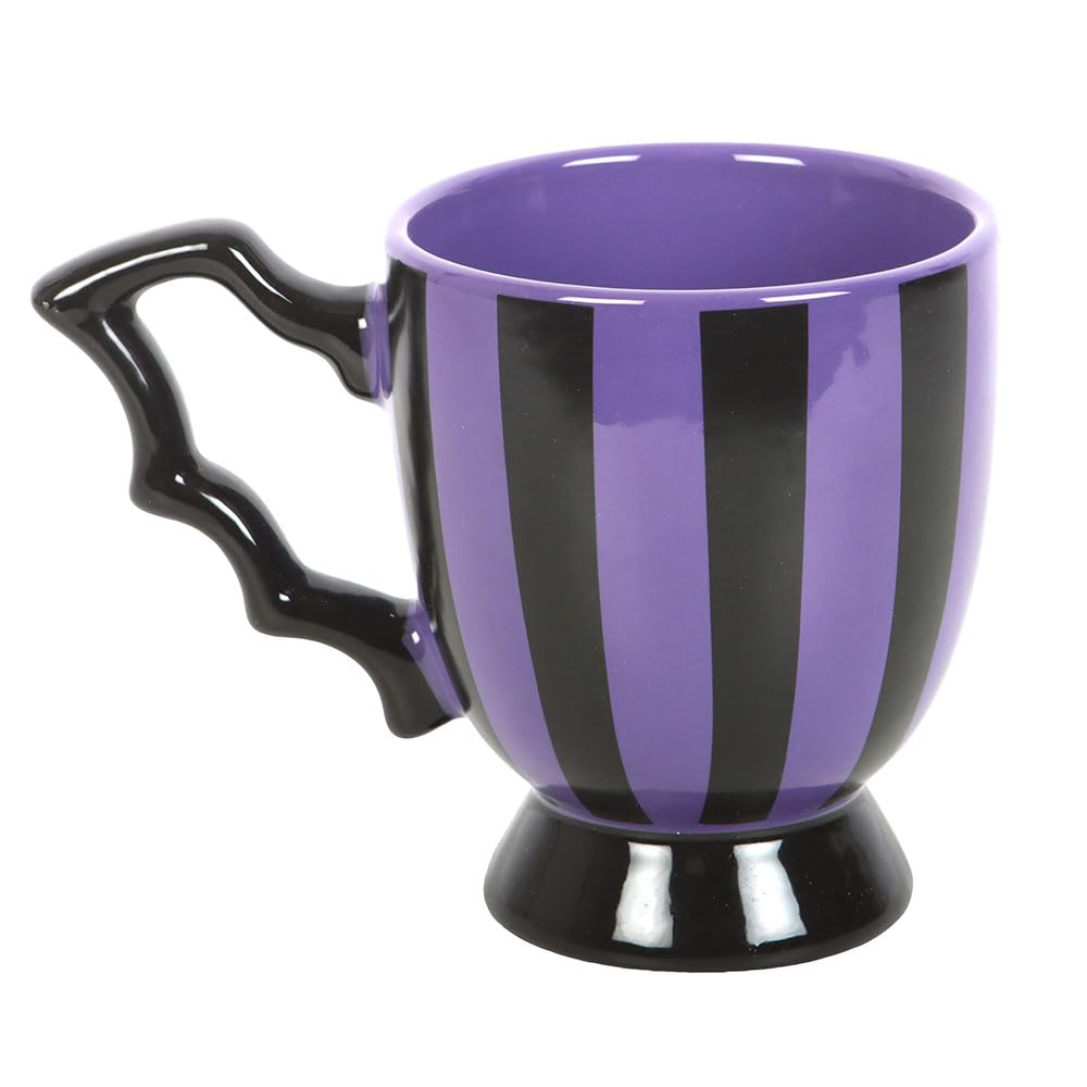 Something Different Wholesale Purple Striped Bat Wing Teacup | 490ml Gothic Mug | Halloween Tea Cup | Hand Wash Only | Spooky Gift for Bat Lovers