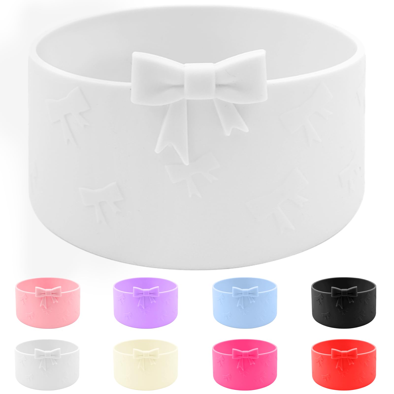 Hpebl Bows Silicone Water Bottle Boot, Stanley Cup Accessories Anti-Slip Protective Sleeve for Water Bottle, Protector Sleeve Cover Boots for Stanley