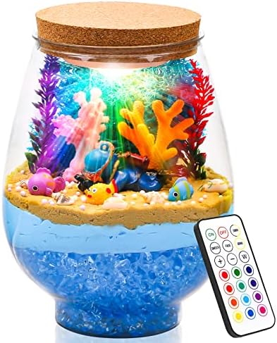 MAGICLUB Light-Up Terrarium Arts and Crafts Kit for Kids,Remote Birthday Gifts Toys for Toys,Make Your Own Mermaid Night Light Arts & Crafts Kits, 6 Year Old Boys Birthday Gifts Ages 5 6 7 8 9 10