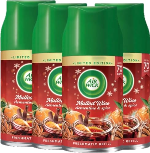 Air Wick Essential Oils Freshmatic Autospray Mulled Wine Scent 4 Refills X 250 ml