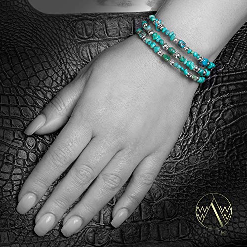 $80Tag Certified Navajo Native Natural Turquoise Adjustable Wrap Bracelet 12732-14 Made By Loma Siiva4