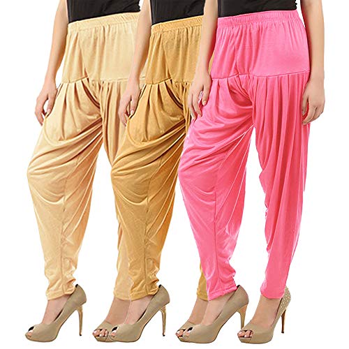 Image of Buy That Trendz Combo Offer (Pack of 3) Cotton Viscose Lycra Dhoti Patiyala Salwar Harem Bottoms Pants for Womens (White, Maroon, Black)