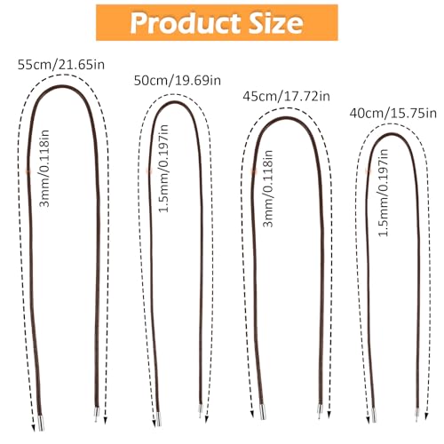 AHQiZFX 4 Stück Lederband für Kette,1.5/3mm Kunstleder Lederband mit Verschluss,Armband Lederkette Herren,Geflochten Lederkette,Lederhalsband Damen,Leder Halskette für Männer DIY Anhänger Schmuck