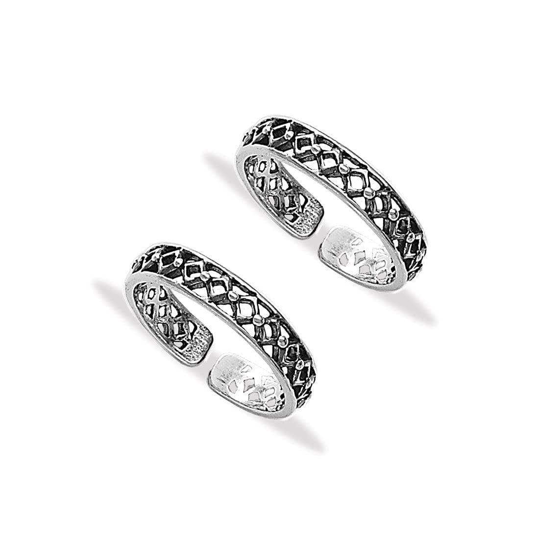 TARAASH Cutwork Antique 925 Sterling Silver Toe Rings For Women | Kali Mettelu Silver | Metti | Leg Rings | Jodavi (B09C27W9VF) Amazon Price History, Amazon Price Tracker