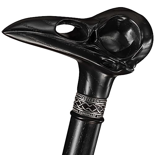 Asterom Plague Doctor Cane - Wooden, Cool Steampunk Canes for Men & Women, Raven Skull Walking...