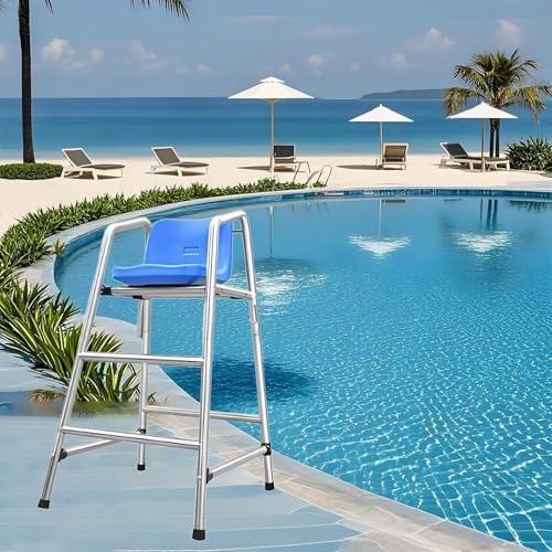 Elevated Lifeguard Chair, Thickened Observation Seat with Comfortable Hook, Detachable Lifesaving Referee Chair for Swimming Pools, Beaches & Water Parks (120x72x82cm)