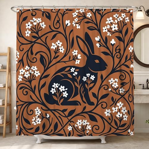 Rideau de douche lapin nature rideau de bain polyester 183x198 - 2
