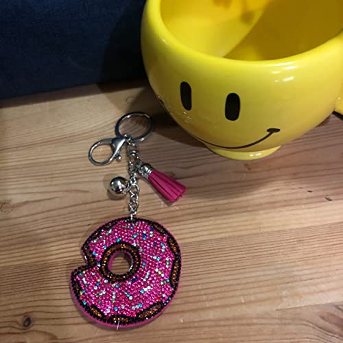 Popfizzy Bling Pink Donut Keychain for Women and Girls, Rhinestone Purse Charms, Donut Gifts, Donut Accessories2