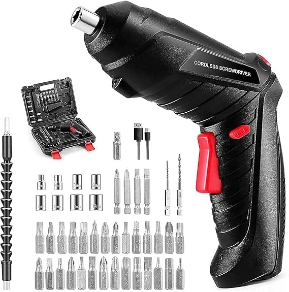 47 in 1 Cordless Electric Screwdriver Drill Kit with LED Light, USB Rechargeable Wireless Power Screwdriver Set, Electric Screw Gun with Precision Bits & Accessories for Home, Office,-image-5