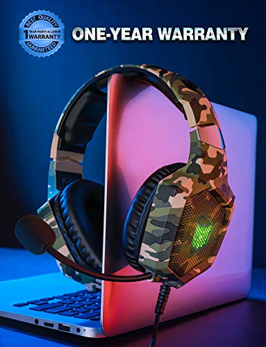 RUNMUS Gaming Headset for PS4, Xbox One, PC Headset w/Surround Sound, Noise Canceling Over Ear Headphones with Mic