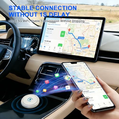Image of Wireless CarPlay Adapter for Apple iPhone iOS 10+Android Carlife: Plug and Play, Stable Connection Without delay-Wired to Wireless