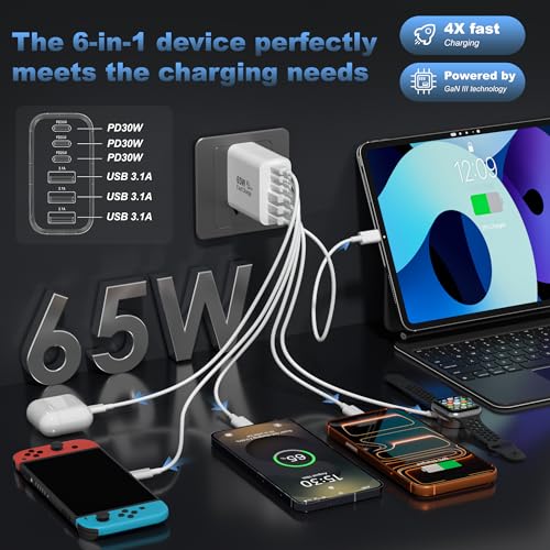 hibiker 65W GaN Charger (6-Port: 3 USB-C + 3 USB-A) — view 2