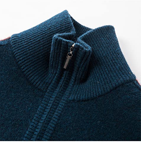 Pull col roulé en laine à rayures rouge pour homme avec fermeture éclair taille L - 4