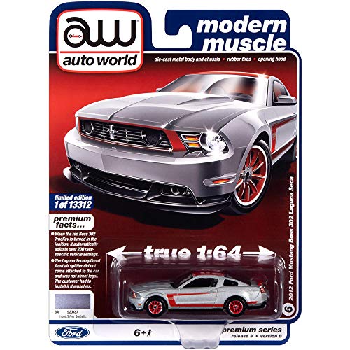 Modelo Autoworld 1/64 Ford Mustang Boss 302 2012 miniatura 3