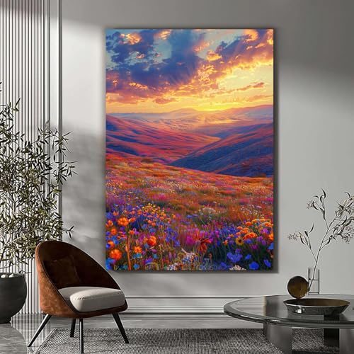 Toile intissée paysage 50x70cm encadrée pour décoration murale de salon - 3