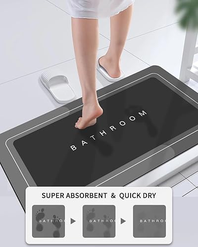 Miniatura 3 de Tapetes de baño de 24 x 48 pulgadas, tapete mágico modernizado de goma antideslizante de secado rápido, absorbente, alfombra de baño para ducha