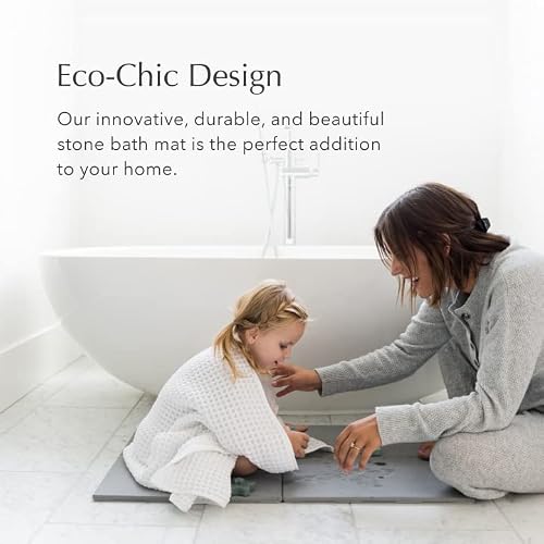 Dorai Home Large Bath Stone – Luxury Bathmat – Instantly Removes Water – Non-Slip Surface – Modern And Stylish Design – Customizable Blueprint – Slate #TOP2