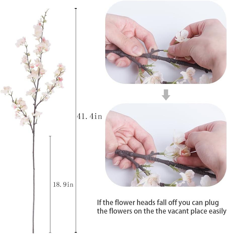 LESING 4pcs Artificial Cherry Blossom Flowers, 41.4" Realistic Fake Silk Long Stems Artificial Cherry Blossom Branches for Floor Table Home Wedding Decoration (Light Pink -1) - Image 4