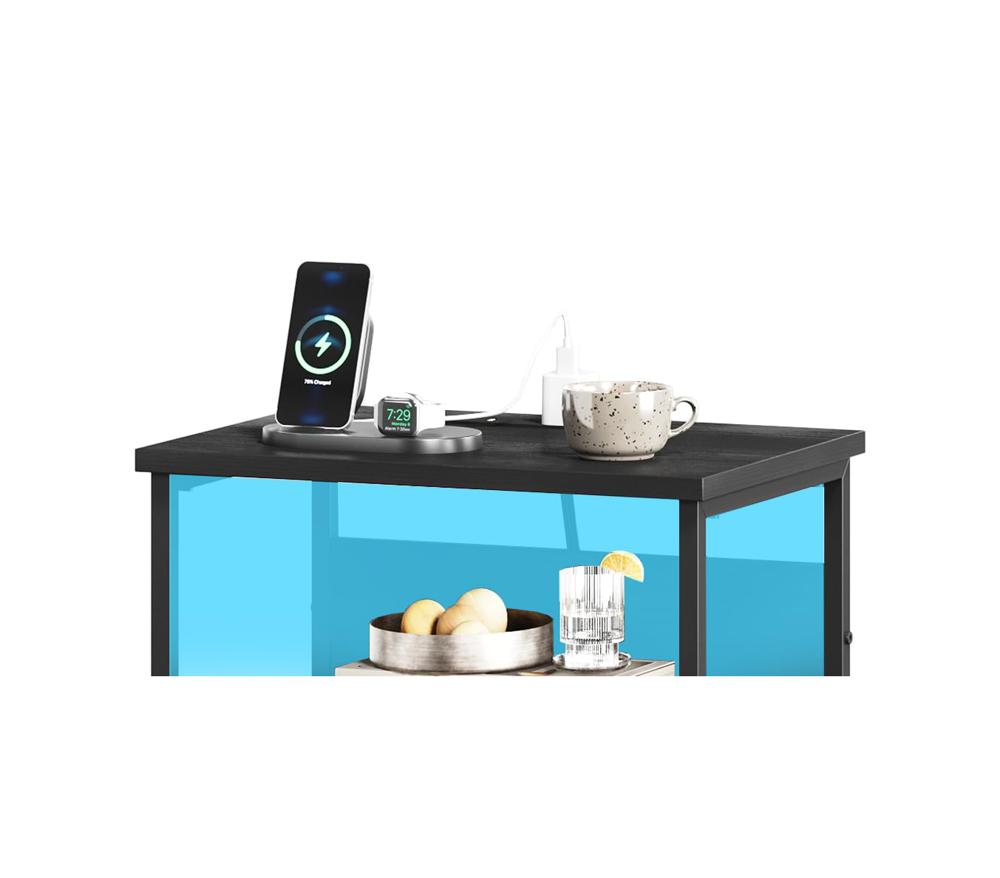 Amazon.com: Somdot Nightstand with Charging Station and LED Light