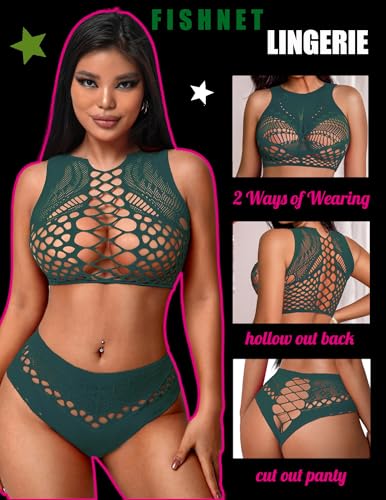 Image of Avidlove Womens Fishnet Lingerie for Women Sexy Two Piece Lingerie Set Stripper Outfit