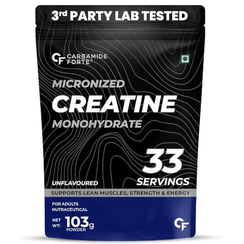 Carbamide Forte Creatine Mono hydrate Powder | Micronized Monohydrate Creatine 103g | Micronized Monohydrate Supplement for Lean Muscle, Strength & Energy - Unflavoured - 33 Servings - 103g