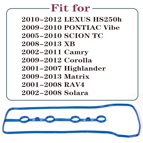 Image of Engine Head Valve Cover Gasket VS50530R AEM Rubber Compatible With HS250h Vibe Camry Corolla Matrix RAV4 Solara Engine 2AZ-FXE 1AZ-FE LAX L4 2.4L 2.0L 1121328021 112130H010 VS50362 0361639 Engine Seal