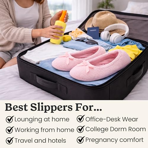 Image of Layla Ballerina Slippers, Memory Foam Lightweight Indoor House Shoes