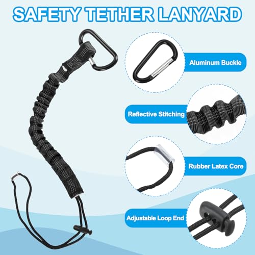 Image of MECCANIXITY Retractable Tool Lanyard 2ft with Single Aluminum Buckle and Adjustable Loop End, Maximum Weight Limit 10KG / 22lb, Safety Fall Protection Tools Leash, Black 3 Pack