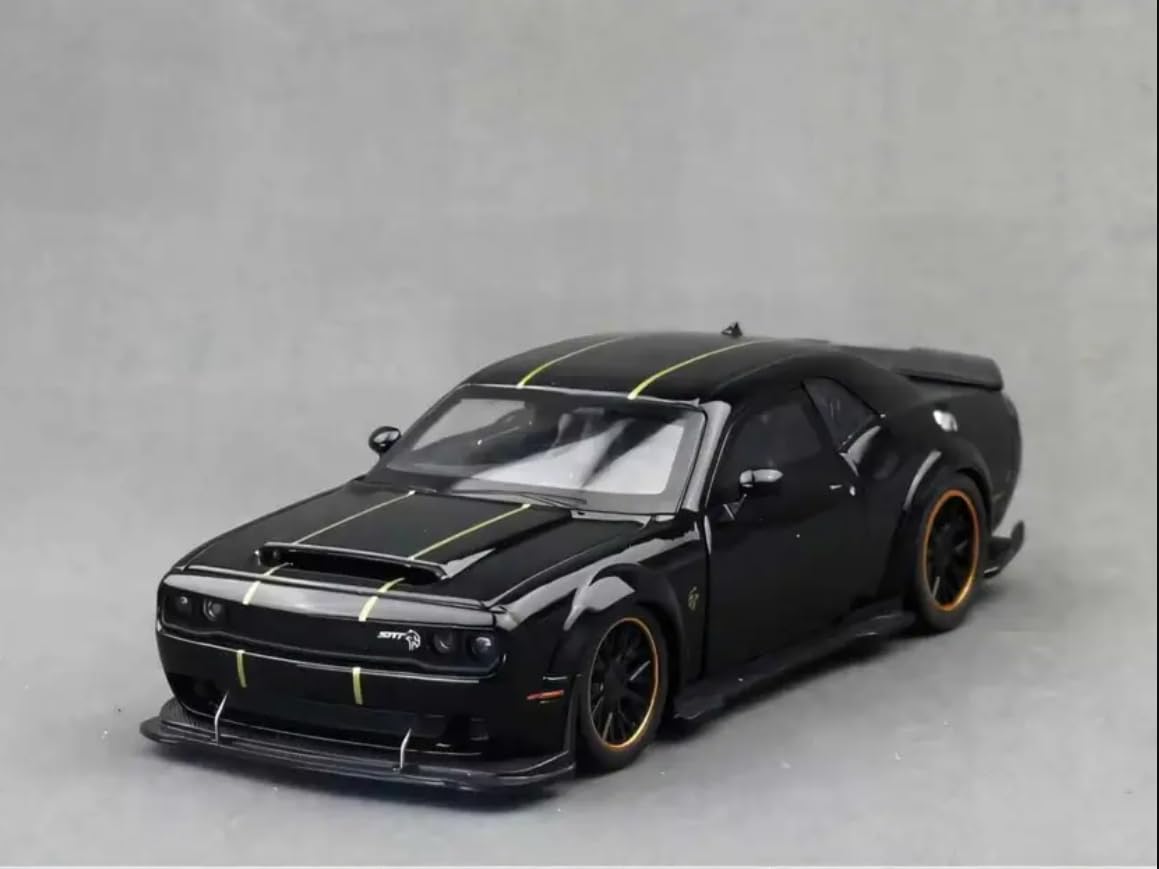 Die-Cast Car Model 1:32 Scale Challenger SRT| Alloy Metal Car with Openable Doors, Hood & Trunk | LED Headlight & Taillight with Sound | Pull Back & Go Toy for Kids & Collectors-image-25