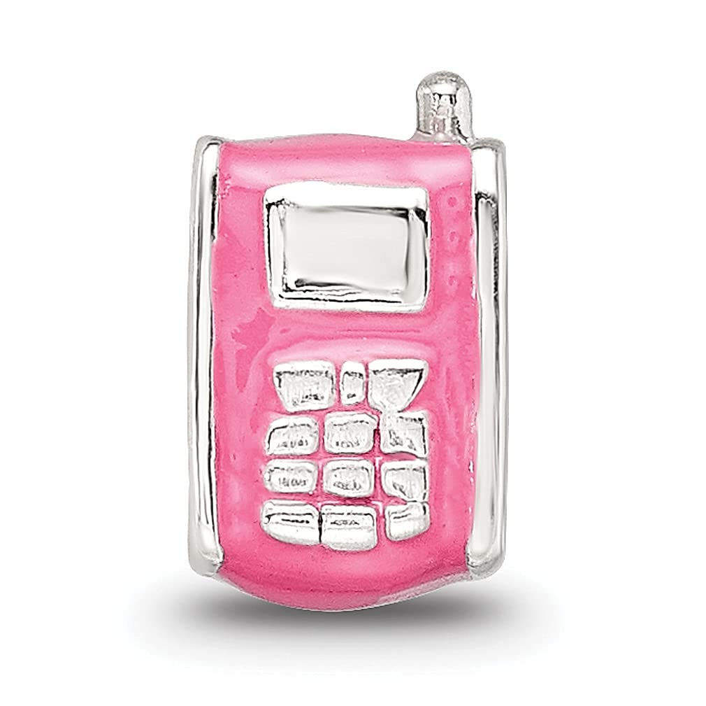 Srebro wysokiej próby 925 zawieszka do bransoletki dzieci emaliowany różowy koralik do telefonu komórkowego dziecięca linia elegancka biżuteria dla kobiet prezenty dla niej