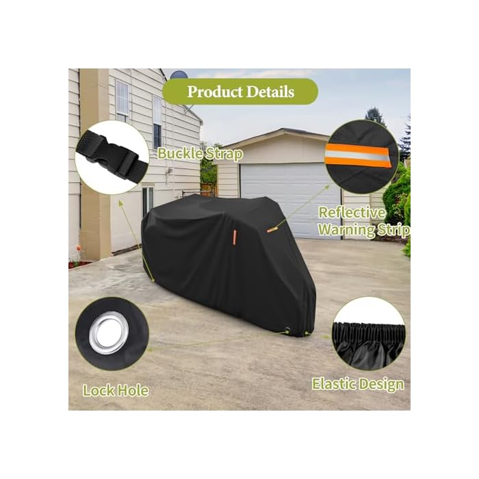 STARTWO Adult Tricycle Cover Electric Trike Cover, Bike Covers Outdoor Waterproof, Windproof Bicycle Cover, Dustproof Bike Covers Black - Image 6