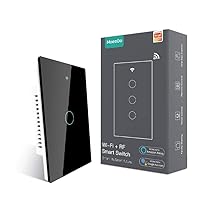 Interruptor de pared inteligente WiFi MoesGo, panel de vidrio, multicontrol (3 vías), interruptores táctiles WiFi de 2.4GHz, se requiere cable neutro, control remoto aplicación Smart Life/Tuya, funciona con Alexa, Google Home Negro 1 Gang